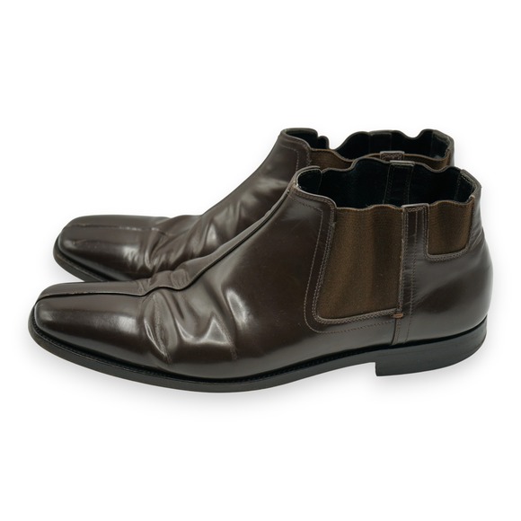 Prada‎ Men\'s Ankle Boots Size 10 Brown Leather #1019 Booties Italy main image 8
